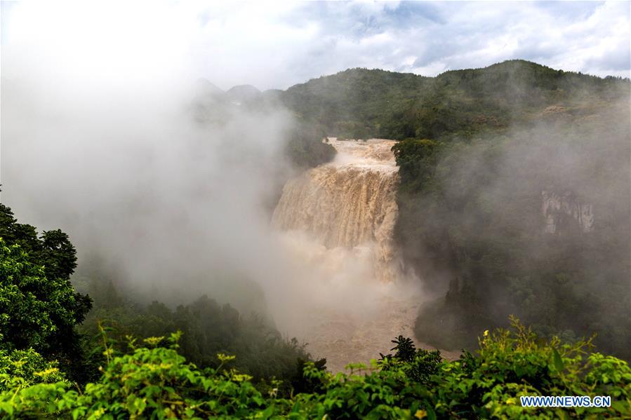 Photo taken on Sept. 6, 2020 shows the scenery of Huangguoshu Waterfall in Anshun City of southwest China
