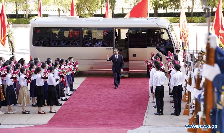 Zhong Nanshan, recipient of the Medal of the Republic, arrives at the Great Hall of the People in Beijing, capital of China, Sept. 8, 2020. China started a meeting Tuesday morning in Beijing to commend role models in the country