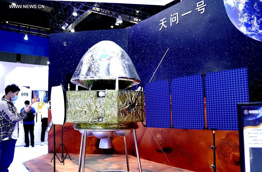 Photo taken on Sept. 15, 2020 shows the model of the Mars probe Tianwen-1 at the 22nd China International Industry Fair (CIIF) in east China