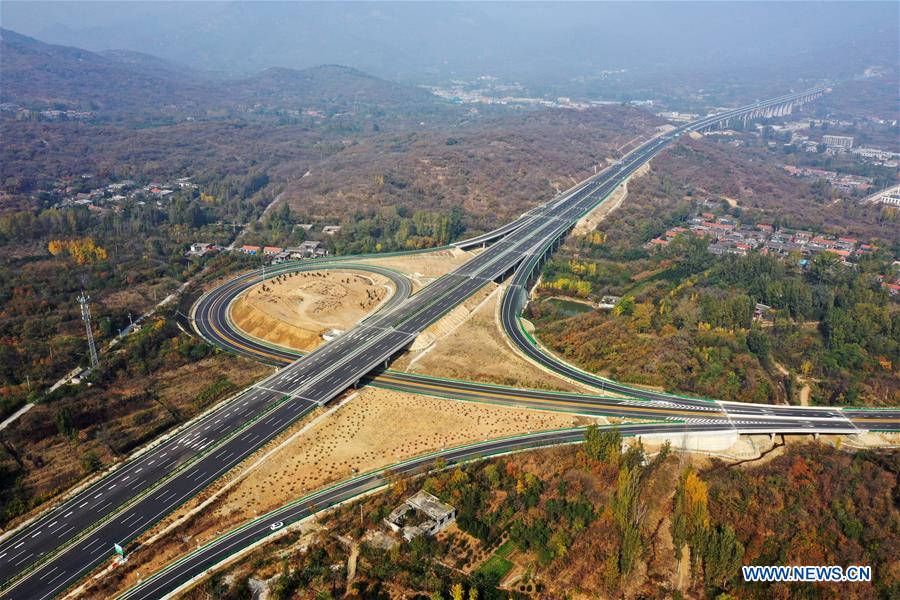 Aerial photo taken on Oct. 26, 2020 shows the Jinan-Tai