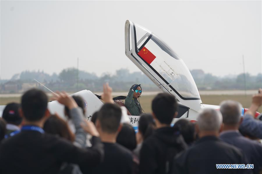 A pilot of an aerobatic team from China
