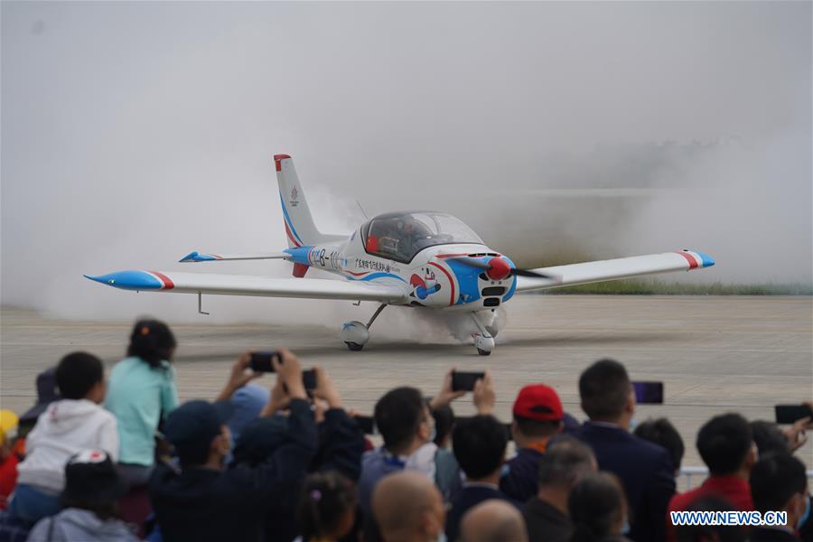 An aircraft of an aerobatic team from China