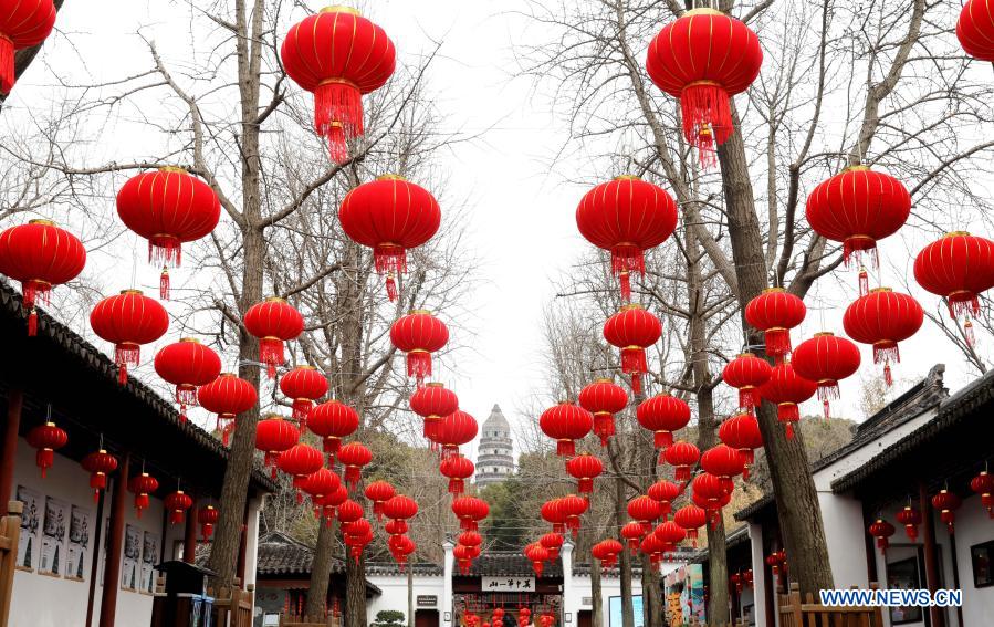 Decorations for the upcoming Chinese Lunar New Year are seen in Suzhou City, east China