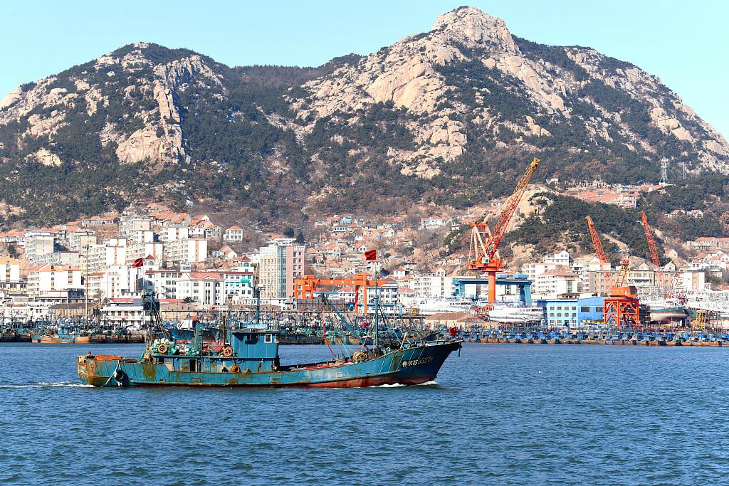 Fishing boats moored at Shidao fishing port in Rongcheng, Weihai, East China